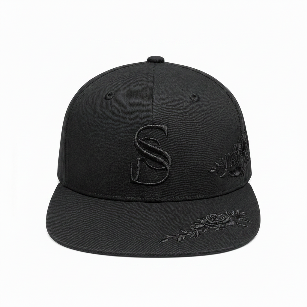 Rose Satin Cap Black