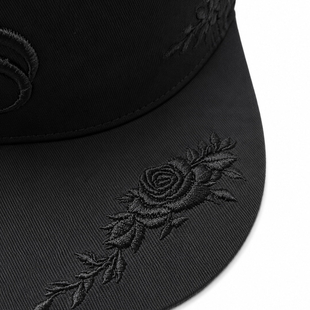 Rose Satin Cap Black