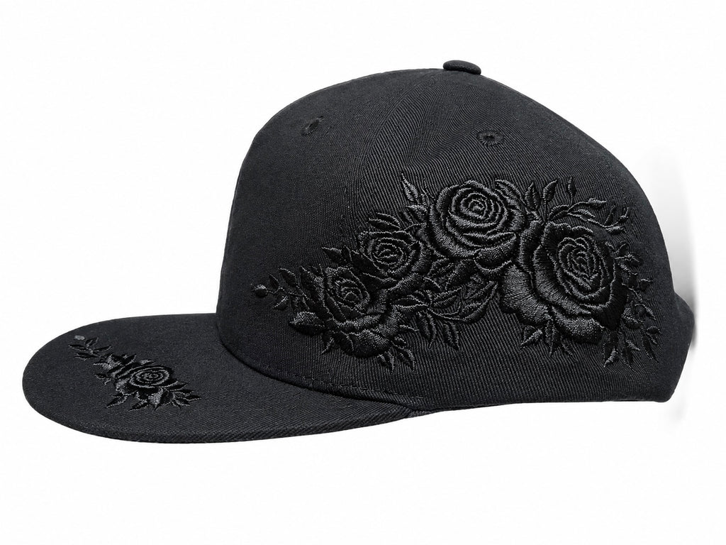 Rose Satin Cap Black