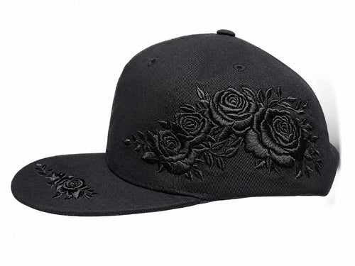 Rose Satin Cap Black