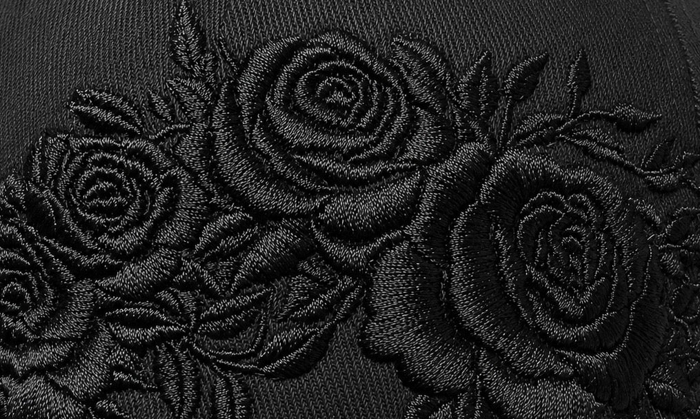 Rose Satin Cap Black